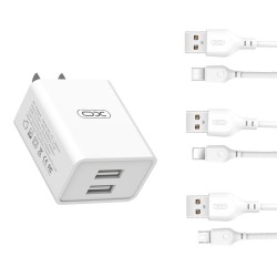 XO Φορτιστής Λευκός με 2 Θύρες USB-A και Καλώδιο micro USB  (L65)
