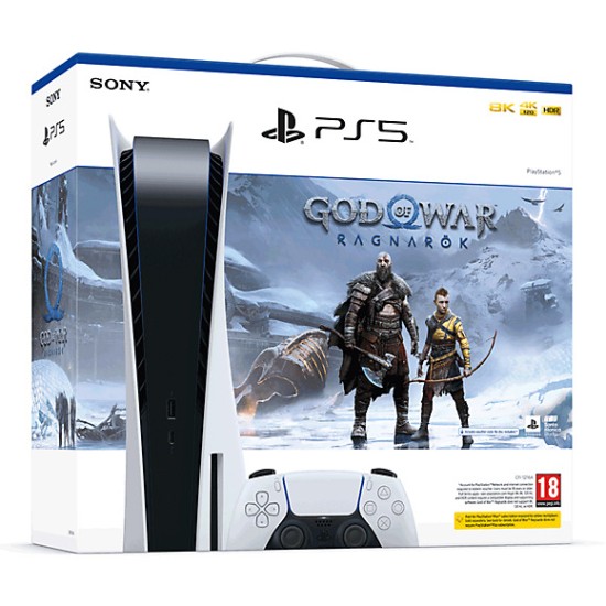 Sony PlayStation 5 825GB Blu-Ray Disc Edition and God of War Ragnarok (Voucher) (Official Bundle)