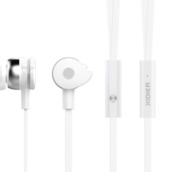 Celebrat Earphones with Microphone D1 | White, on/off, 1.2m Flat