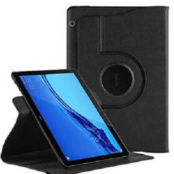Huawei Mediapad T5 10.1'' Texture Horizontal Flip 360 degrees rotation case with holder - Black